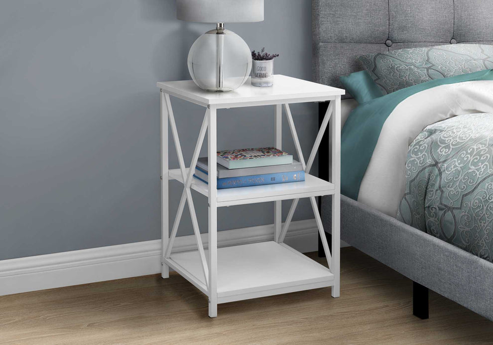 26" Rectangular White White Metal Accent Table By Homeroots | End Tables | Modishstore - 5