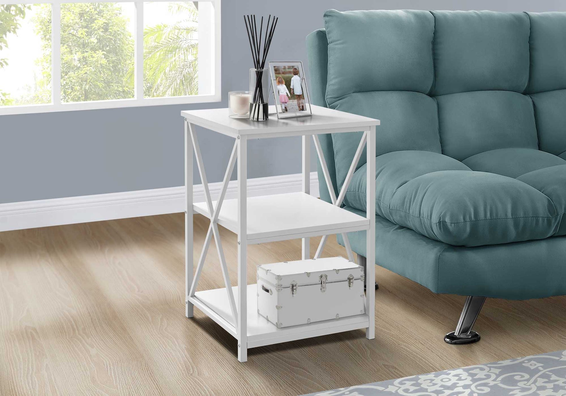 26" Rectangular White White Metal Accent Table By Homeroots | End Tables | Modishstore