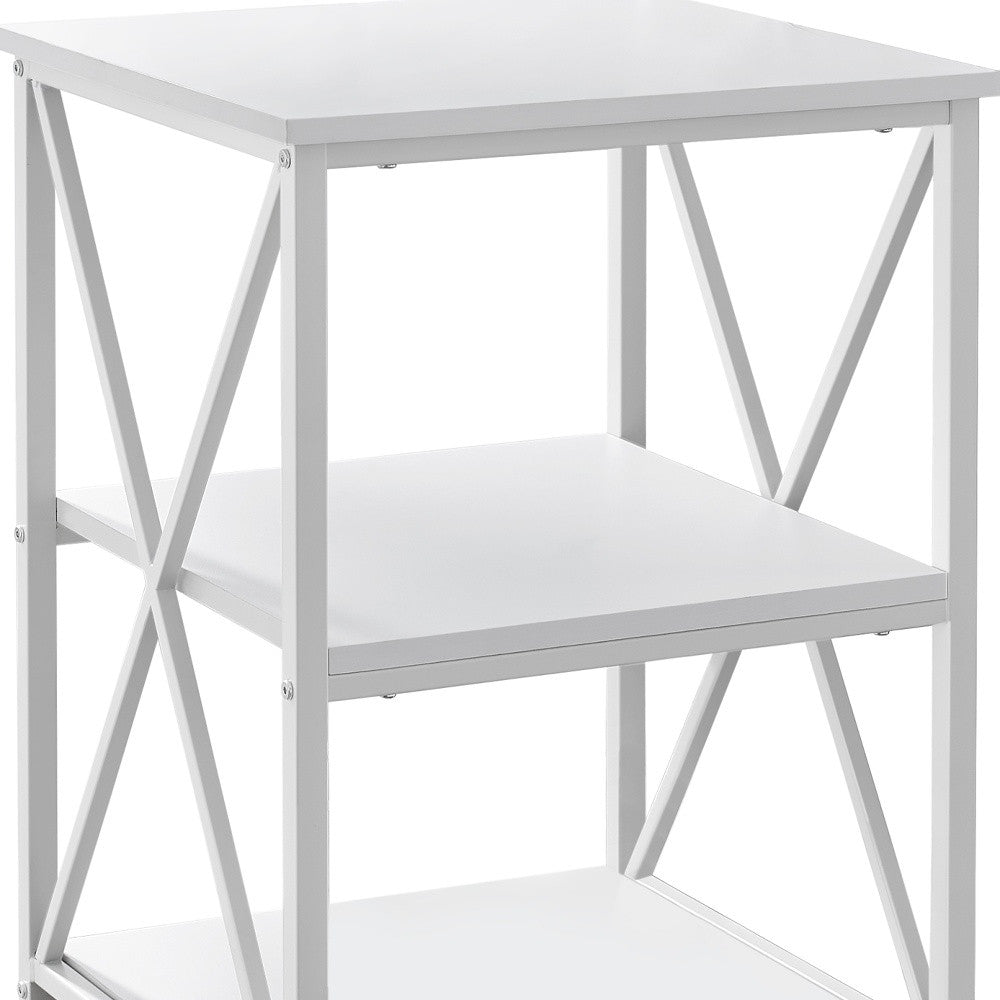 26" Rectangular White White Metal Accent Table By Homeroots | End Tables | Modishstore - 3