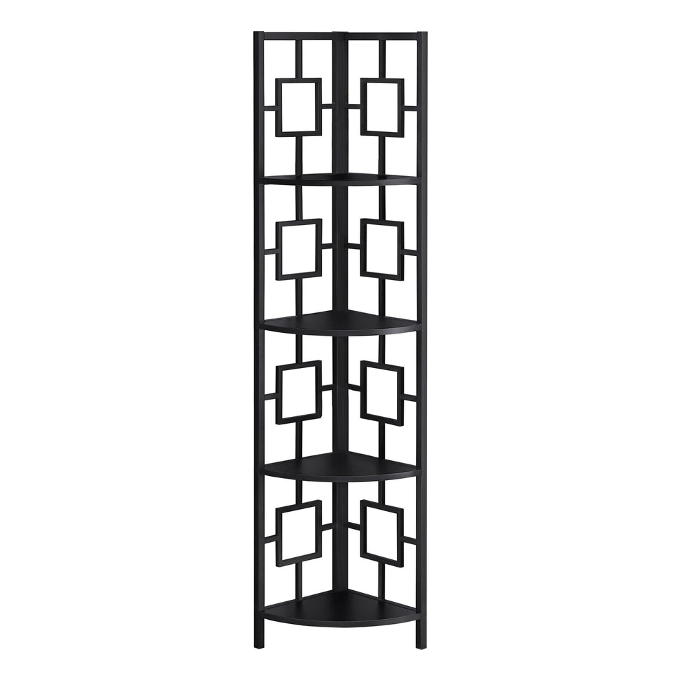 62" Metal Corner Black Bookcase with 4 shelves By Homeroots | Bookcases | Modishstore - 2