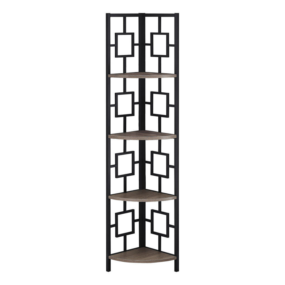 62" Metal Corner Black Bookcase with 4 shelves By Homeroots | Bookcases | Modishstore - 5