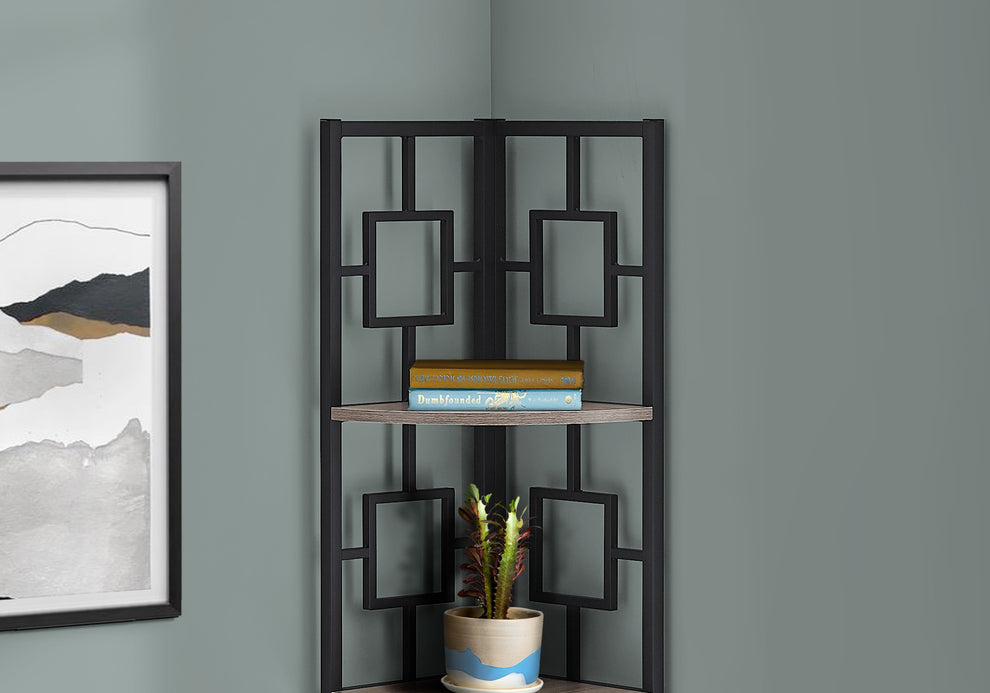 62" Metal Corner Black Bookcase with 4 shelves By Homeroots | Bookcases | Modishstore - 6