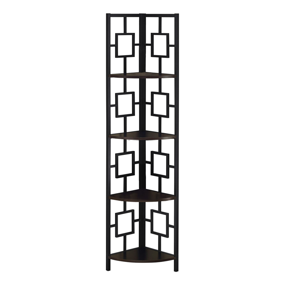 62" Metal Corner Black Bookcase with 4 shelves By Homeroots | Bookcases | Modishstore - 9