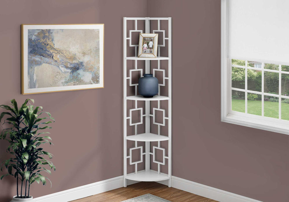 62" Metal Corner Black Bookcase with 4 shelves By Homeroots | Bookcases | Modishstore - 15