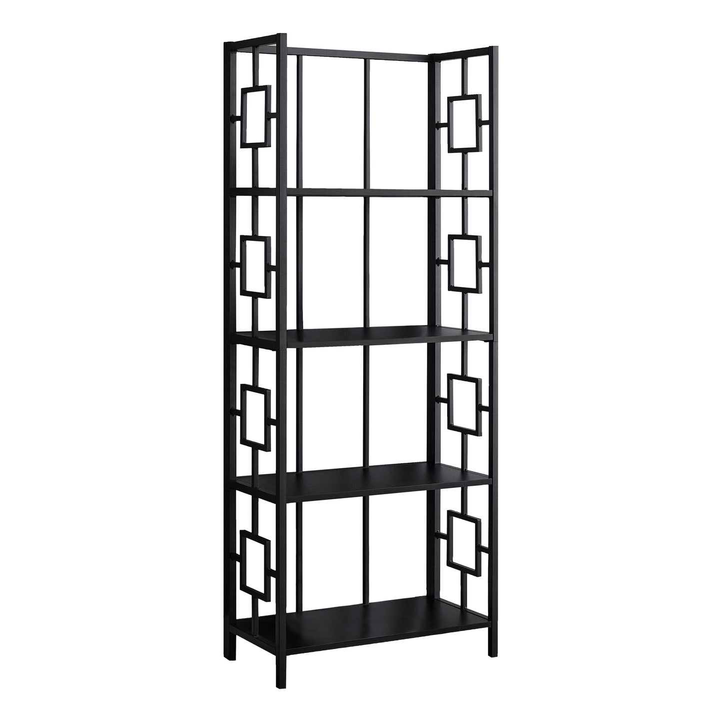62" 4 Tier Bookcase BlackwithBlack Metal Etagere By Homeroots | Bookcases | Modishstore - 2