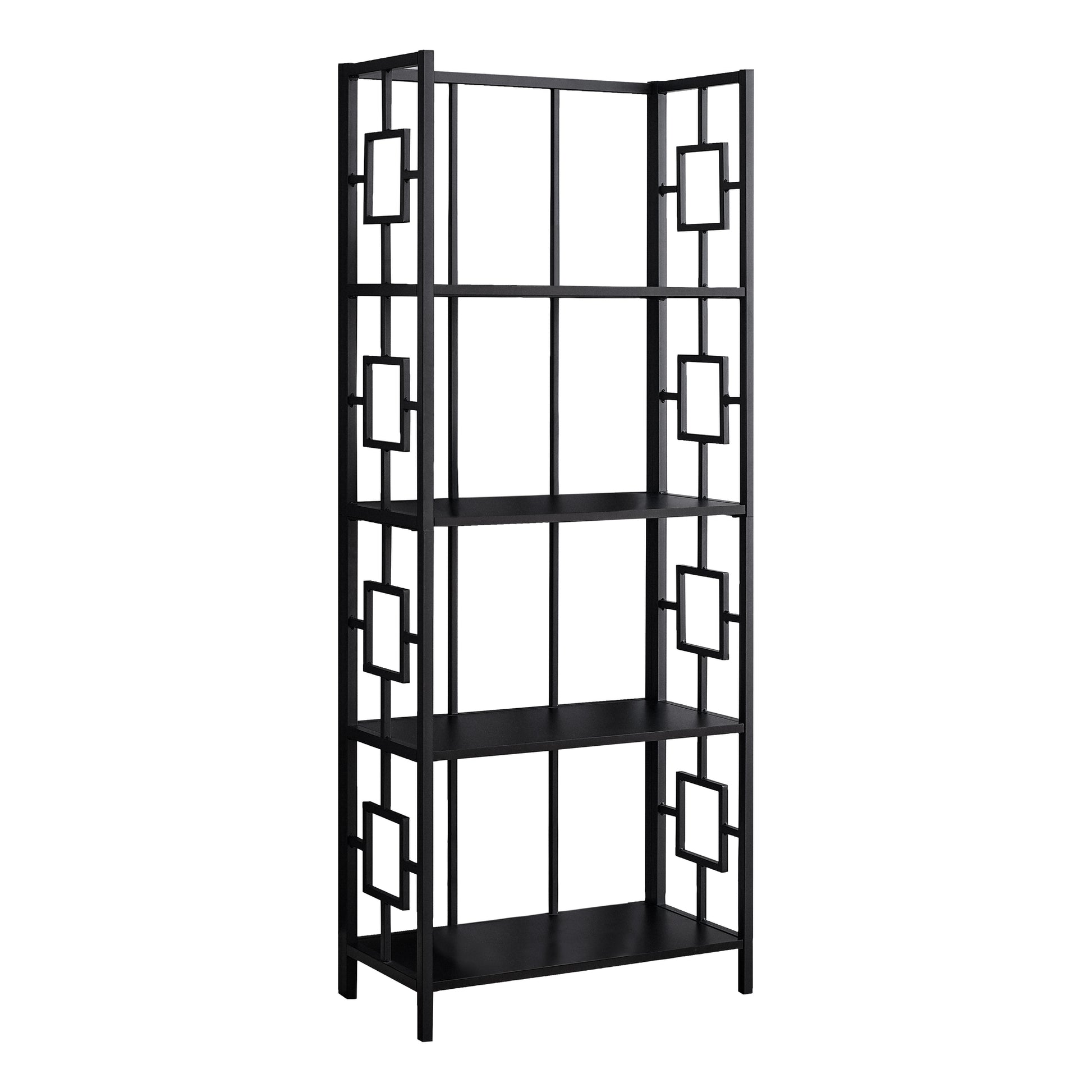 62" 4 Tier Bookcase BlackwithBlack Metal Etagere By Homeroots | Bookcases | Modishstore - 2