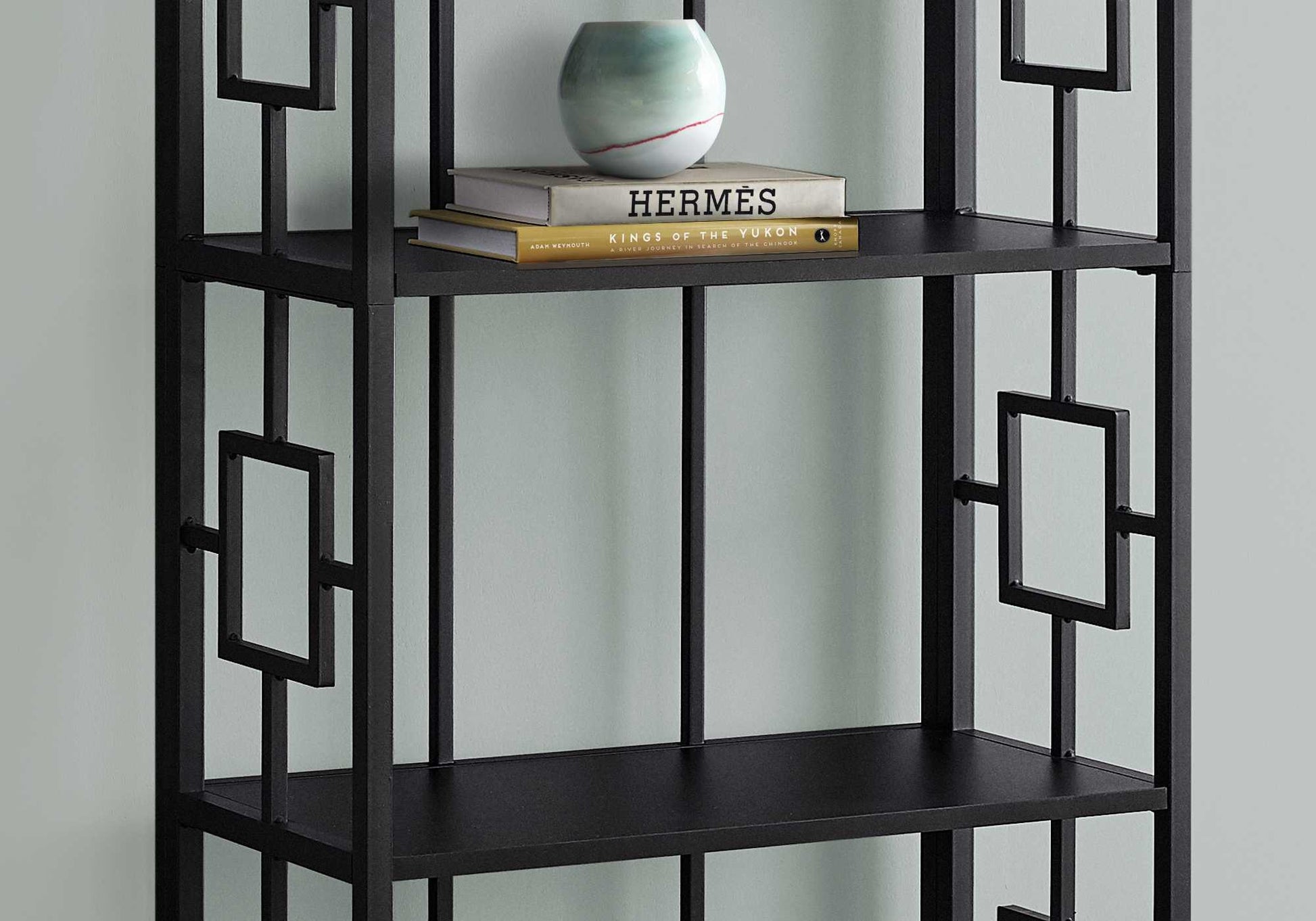 62" 4 Tier Bookcase BlackwithBlack Metal Etagere By Homeroots | Bookcases | Modishstore - 3