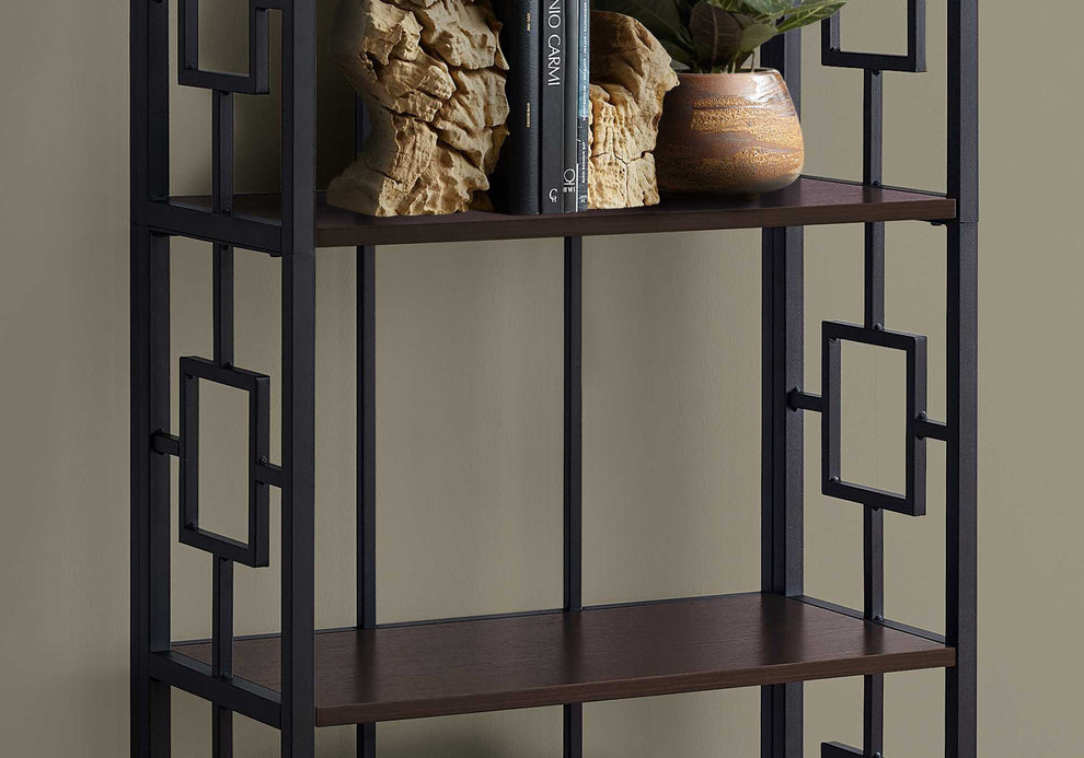 62" 4 Tier Bookcase BlackwithBlack Metal Etagere By Homeroots | Bookcases | Modishstore - 6