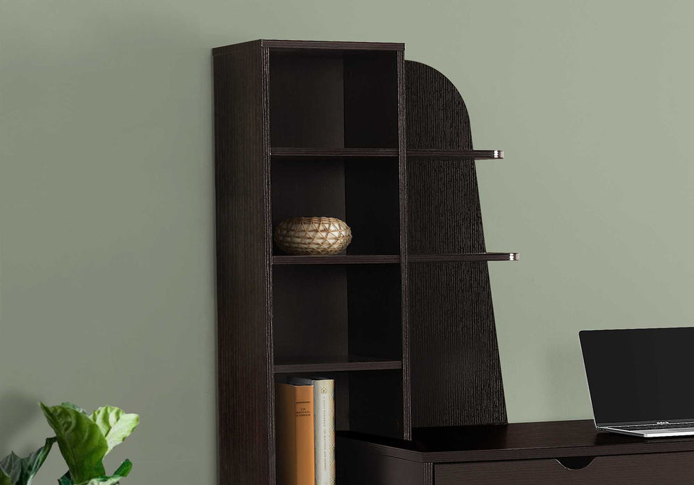 55" Espresso Computer Desk with Bookcase By Homeroots | Desks | Modishstore - 3
