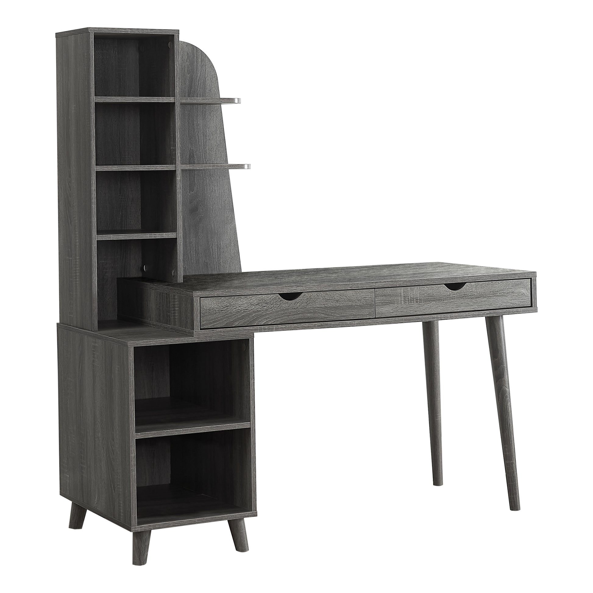 55" Espresso Computer Desk with Bookcase By Homeroots | Desks | Modishstore - 5