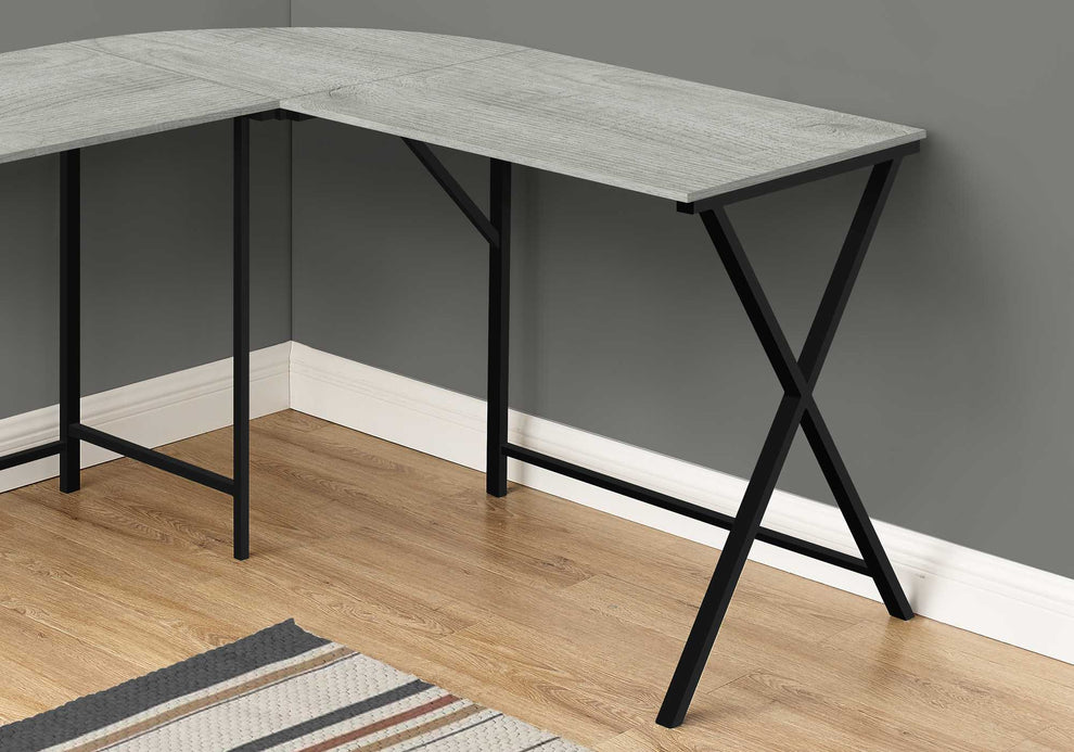 55" White Top and Black Metal Corner Computer Desk By Homeroots | Desks | Modishstore - 6