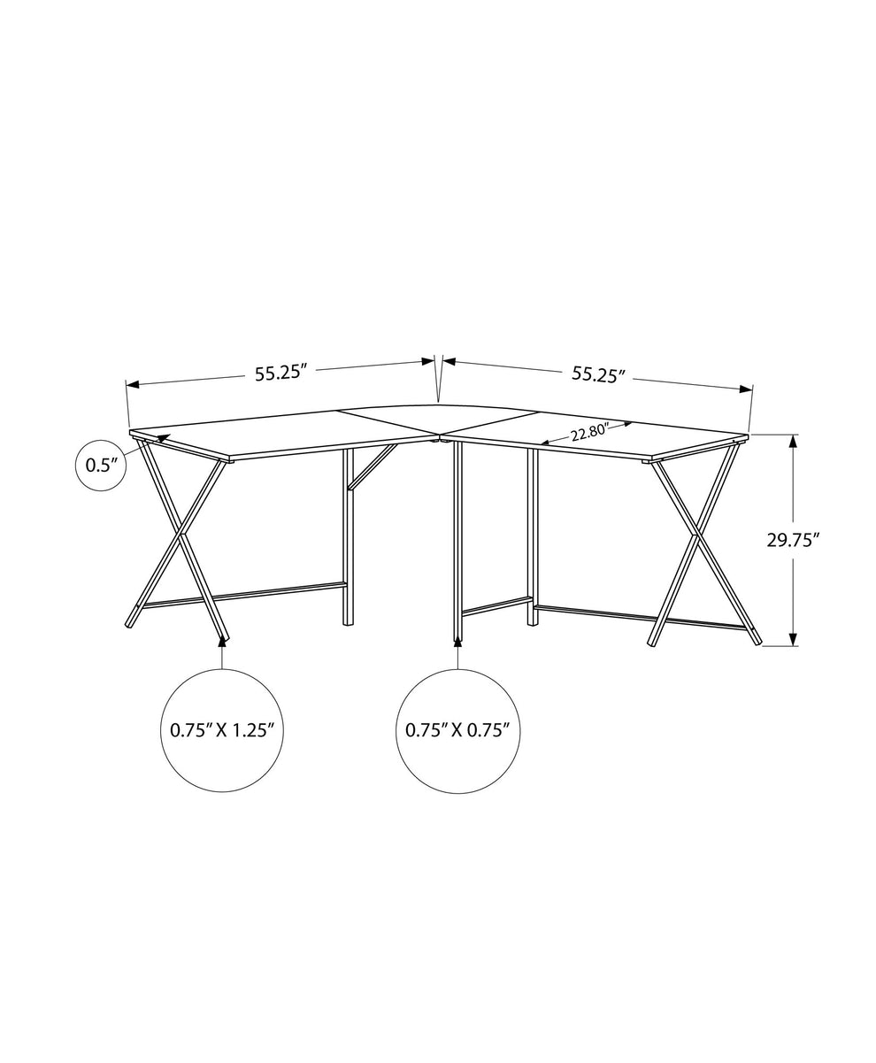 55" White Top and Black Metal Corner Computer Desk By Homeroots | Desks | Modishstore - 8