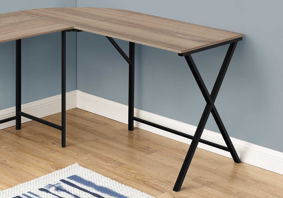 55" White Top and Black Metal Corner Computer Desk By Homeroots | Desks | Modishstore - 10