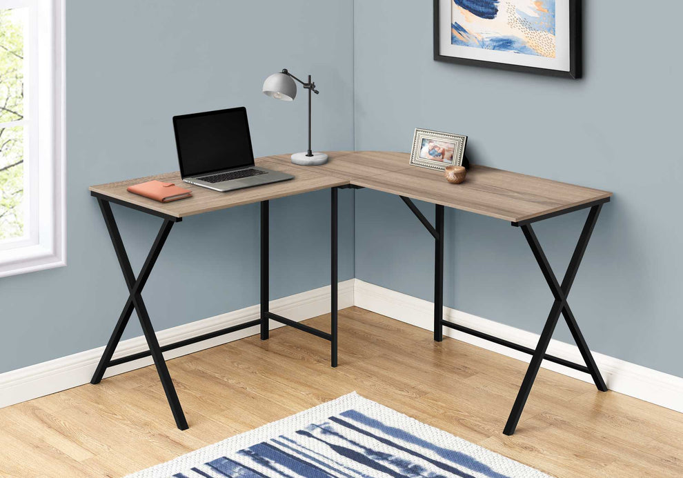 55" White Top and Black Metal Corner Computer Desk By Homeroots | Desks | Modishstore - 11