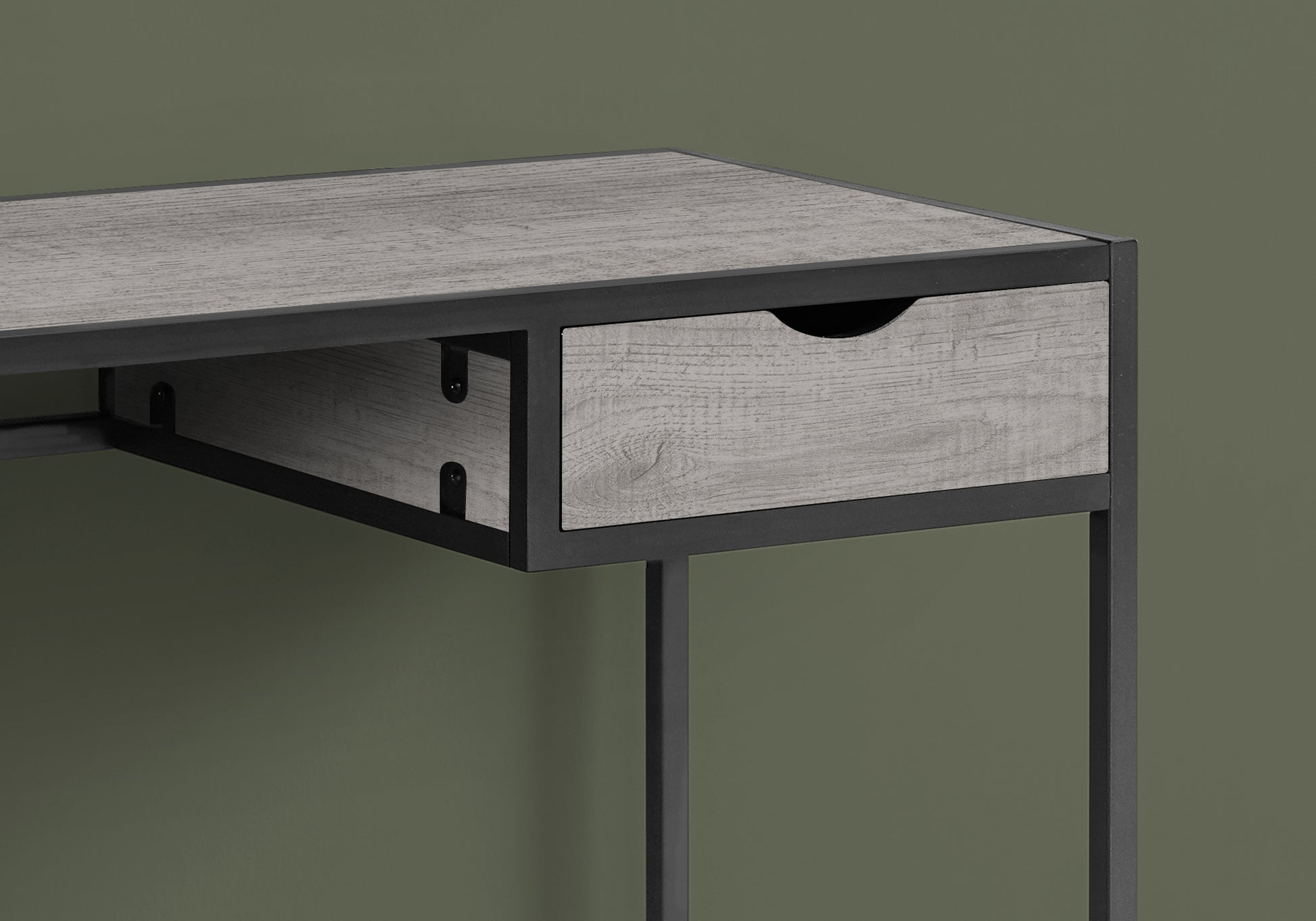 42" Grey and Dark Grey Metal Computer Desk By Homeroots | Desks | Modishstore - 3