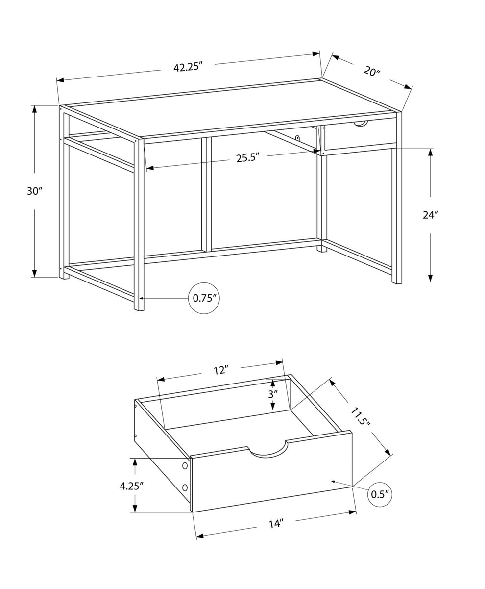 42" Grey and Dark Grey Metal Computer Desk By Homeroots | Desks | Modishstore - 4