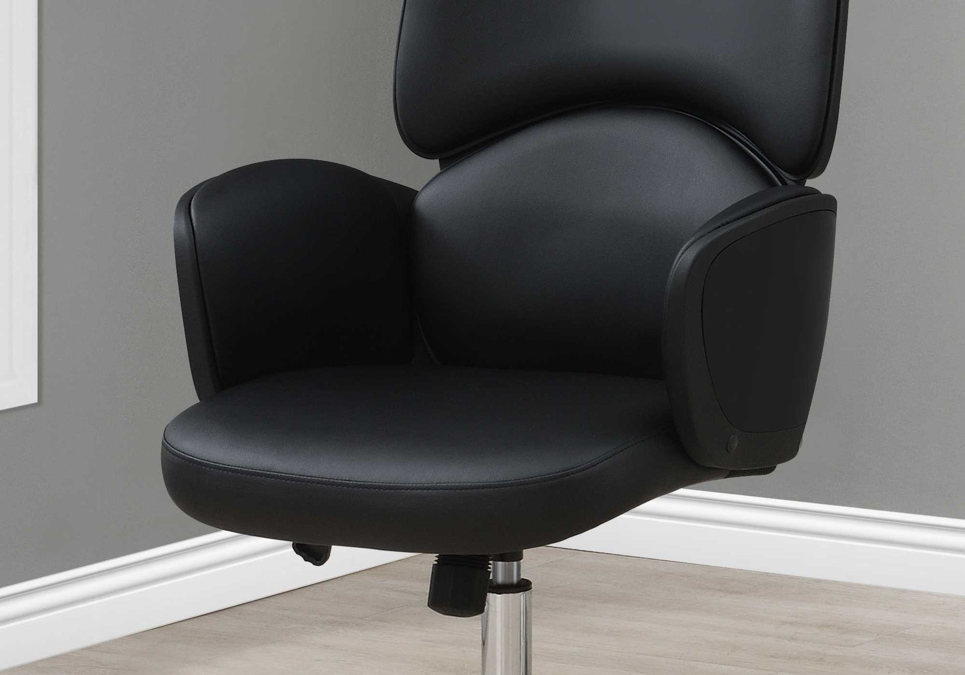 Black Leather Look High Back Executive Office Chair By Homeroots | Office Chairs | Modishstore - 2