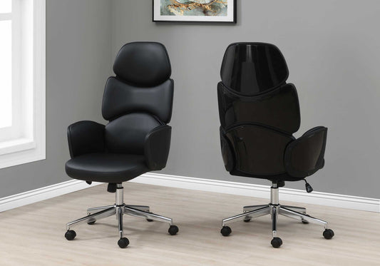 Black Leather Look High Back Executive Office Chair By Homeroots | Office Chairs | Modishstore - 3
