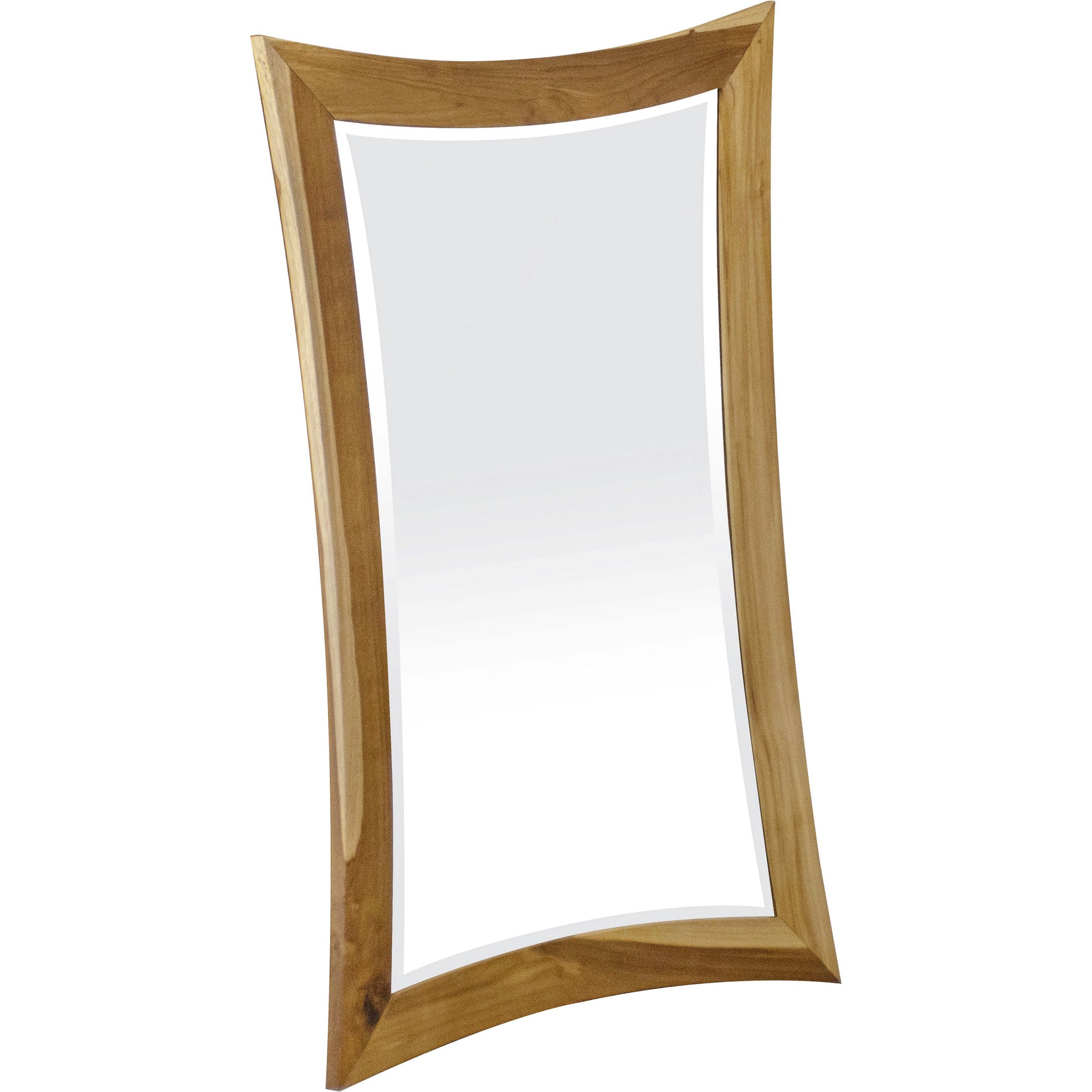 Modern Curves Solid Teak Wall Mirror in Natural Finish By Homeroots | Mirrors | Modishstore