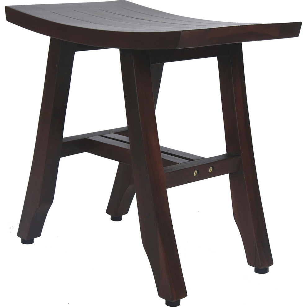Compact Curvilinear Teak Shower Outdoor Bench in Brown Finish By Homeroots | Outdoor Stools & Benches | Modishstore - 2