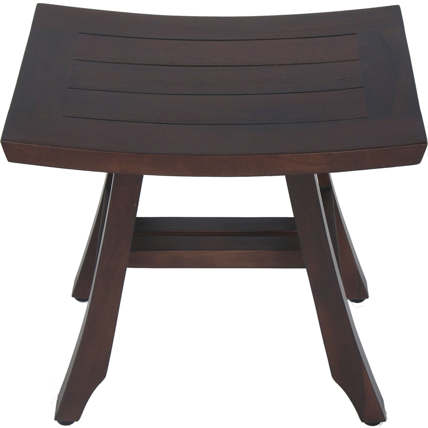 Compact Curvilinear Teak Shower Outdoor Bench in Brown Finish By Homeroots | Outdoor Stools & Benches | Modishstore - 3