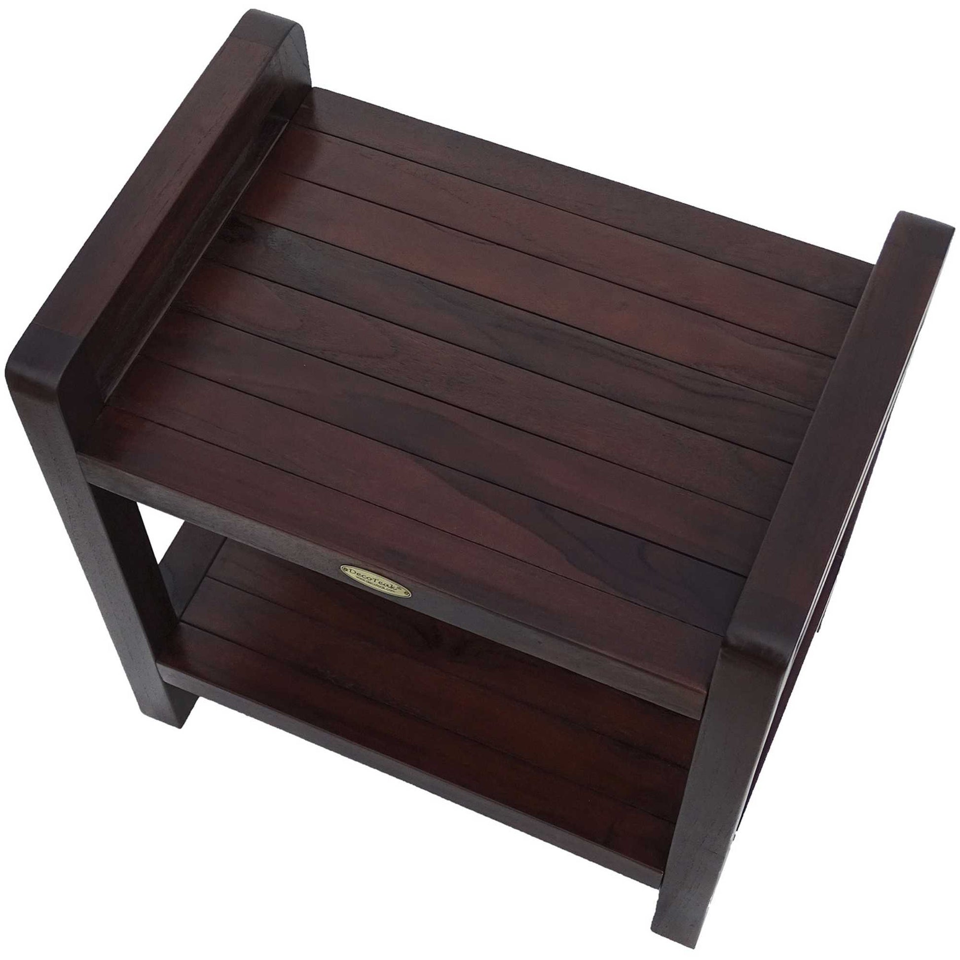 Rectangular Teak Shower Bench with Handles in Brown Finish By Homeroots | Outdoor Stools & Benches | Modishstore - 2
