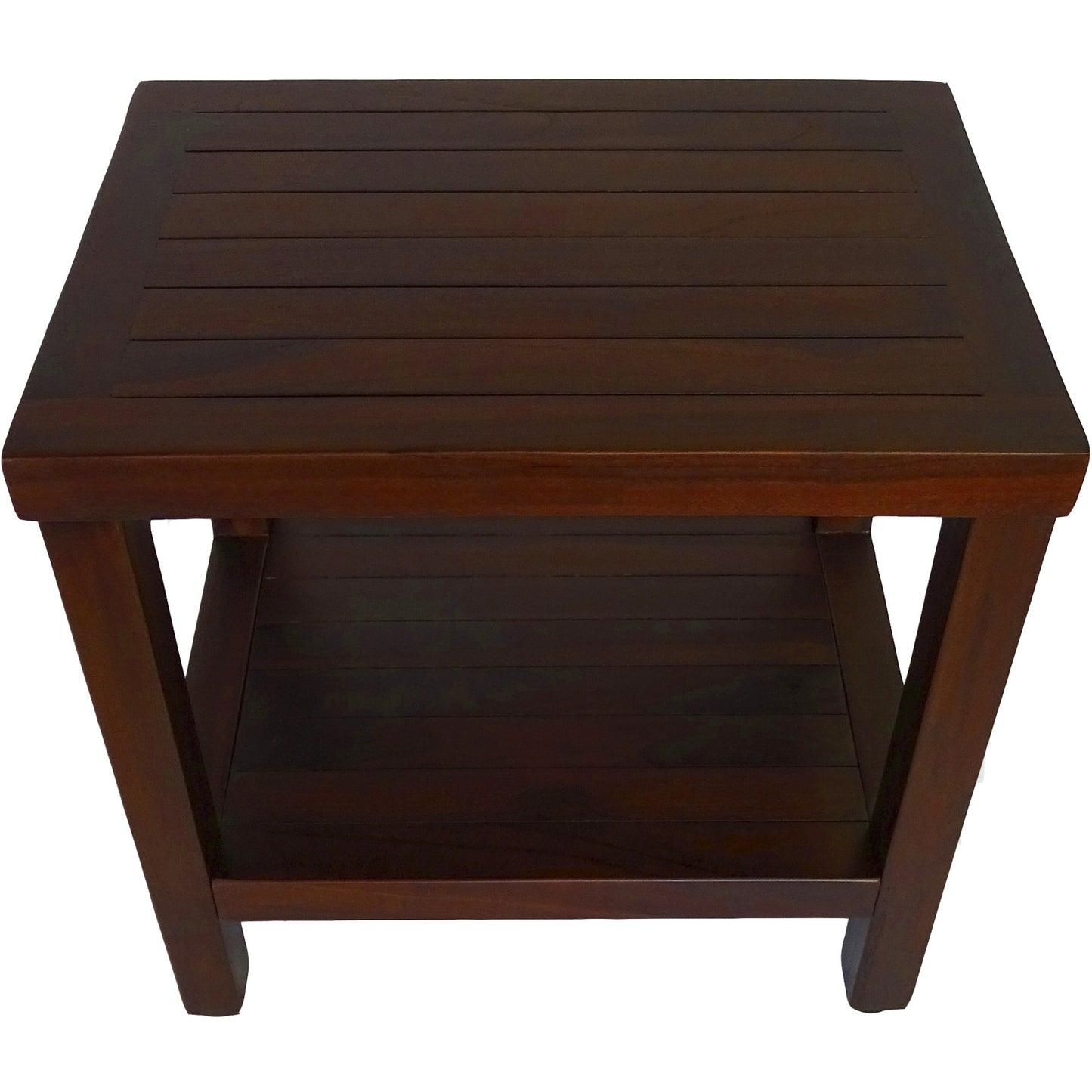 Compact Rectangular Teak Shower or Outdoor Bench with Shelf in Brown Finish By Homeroots | Outdoor Stools & Benches | Modishstore - 2