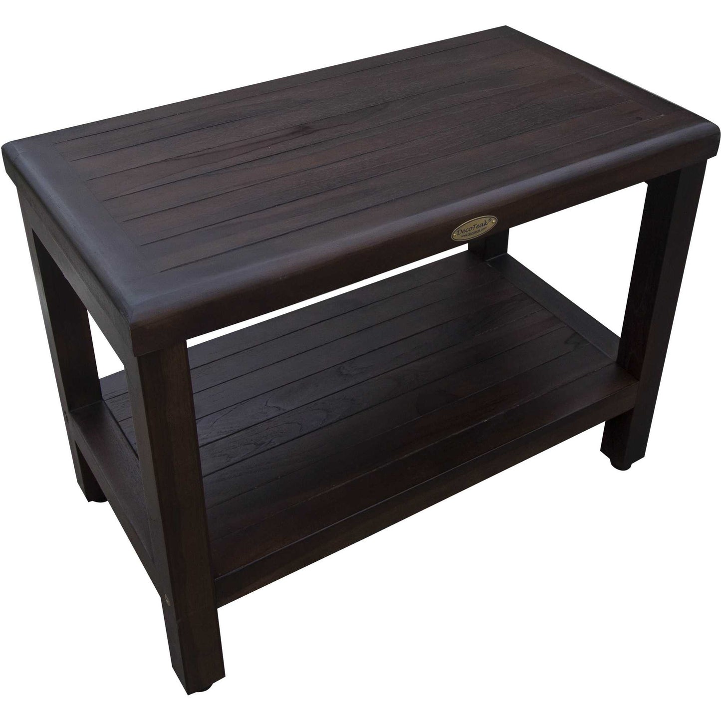Rectangular Teak Shower Bench with Shelf in Brown Finish By Homeroots | Outdoor Stools & Benches | Modishstore - 2