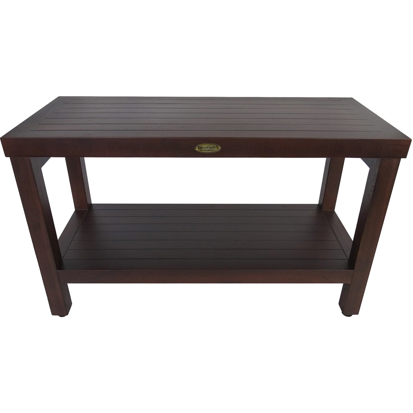 Rectangular Teak Shower Stool or Bench with Shelf in Brown Finish By Homeroots | Outdoor Stools & Benches | Modishstore