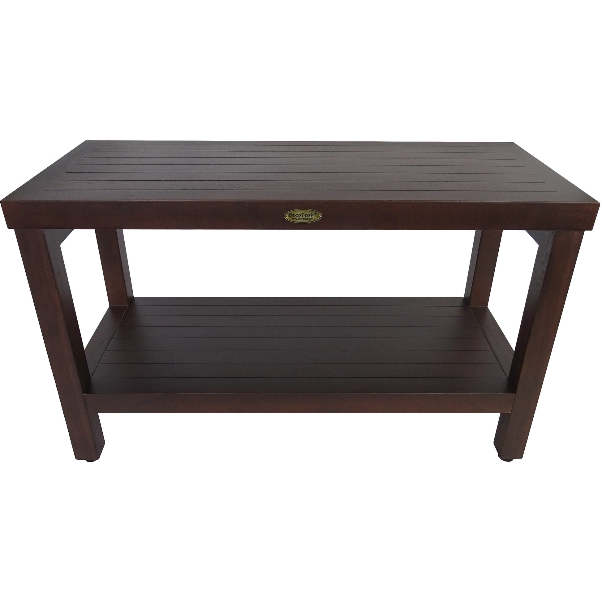 Rectangular Teak Shower Stool or Bench with Shelf in Brown Finish By Homeroots | Outdoor Stools & Benches | Modishstore