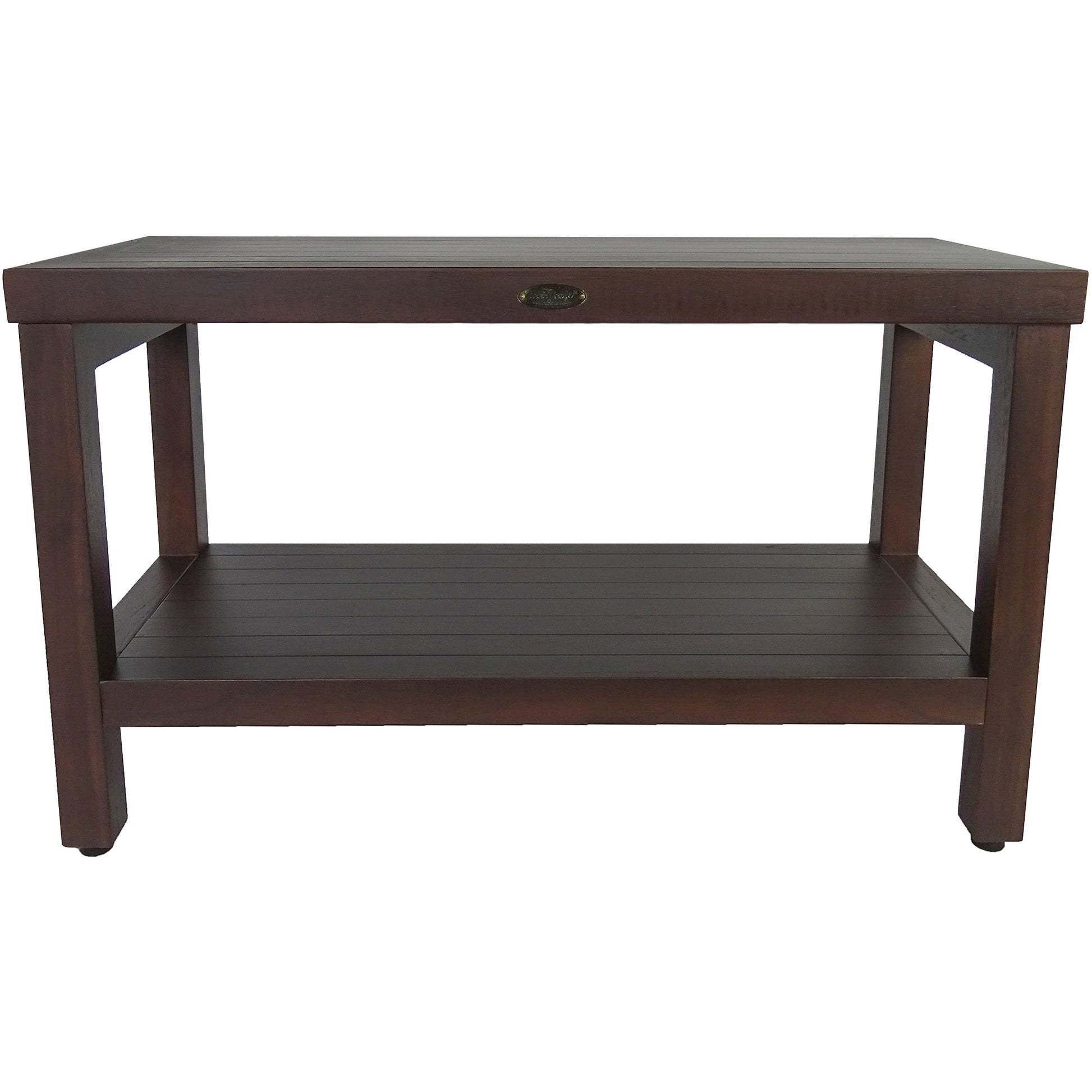 Rectangular Teak Shower Stool or Bench with Shelf in Brown Finish By Homeroots | Outdoor Stools & Benches | Modishstore - 4