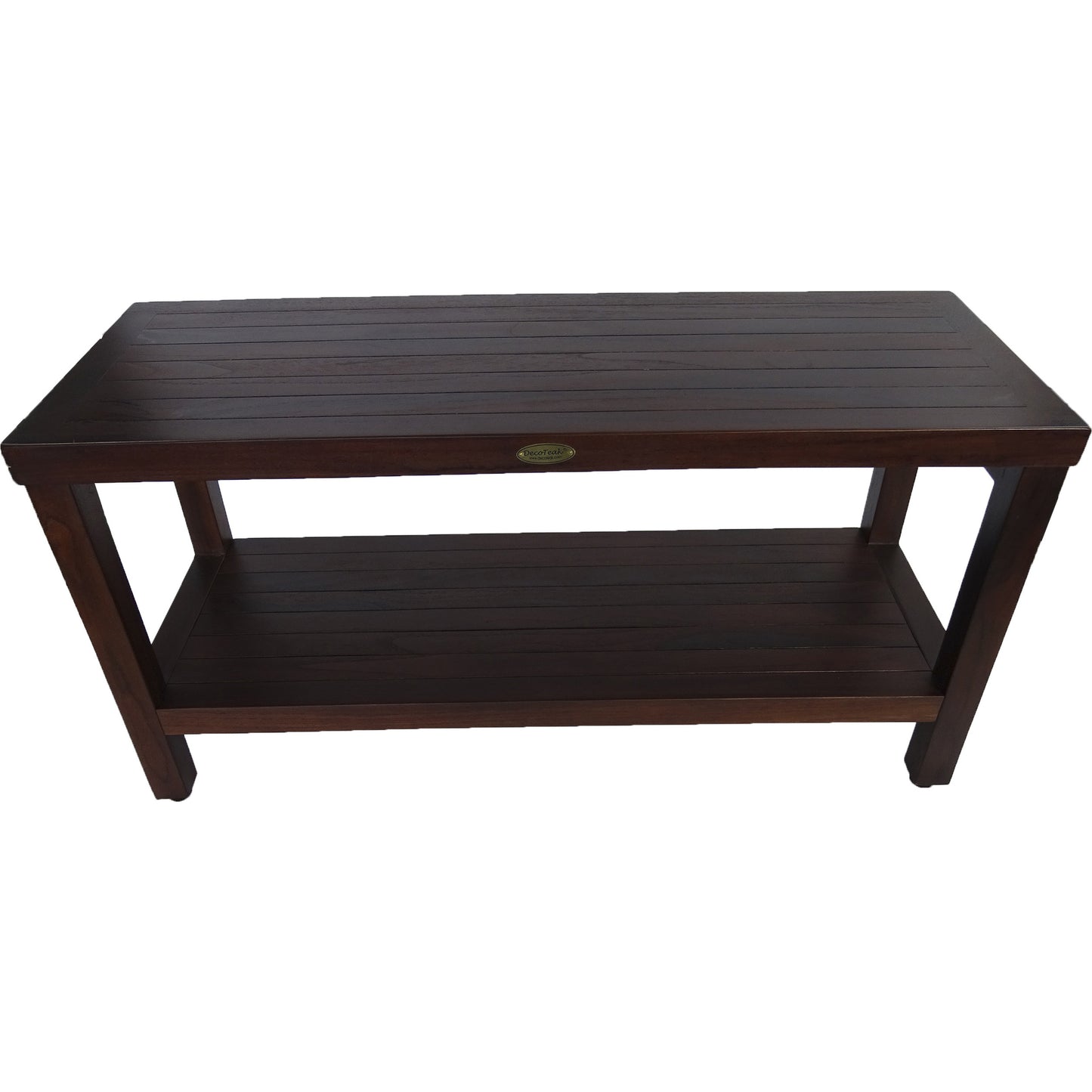 Rectangular Teak Shower Outdoor Bench with Shelf in Brown Finish By Homeroots | Outdoor Stools & Benches | Modishstore - 2