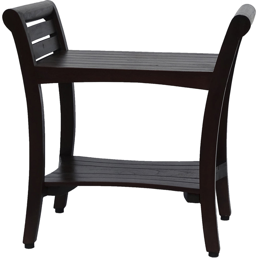 Contemporary Teak Shower bench with Handles in Dark Brown By Homeroots | Outdoor Stools & Benches | Modishstore - 3