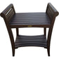 Rectangular Teak Shower Bench with Shelf and Handles in Brown Finish By Homeroots | Outdoor Stools & Benches | Modishstore