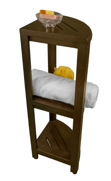 Teak Three Tier Corner Corner Shower Shelf in Brown Finish By Homeroots | Outdoor Chairs | Modishstore - 3