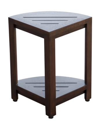 Compact Triangular Teak Shower Outdoor Bench with Shelf in Brown Finish By Homeroots | Outdoor Stools & Benches | Modishstore - 4