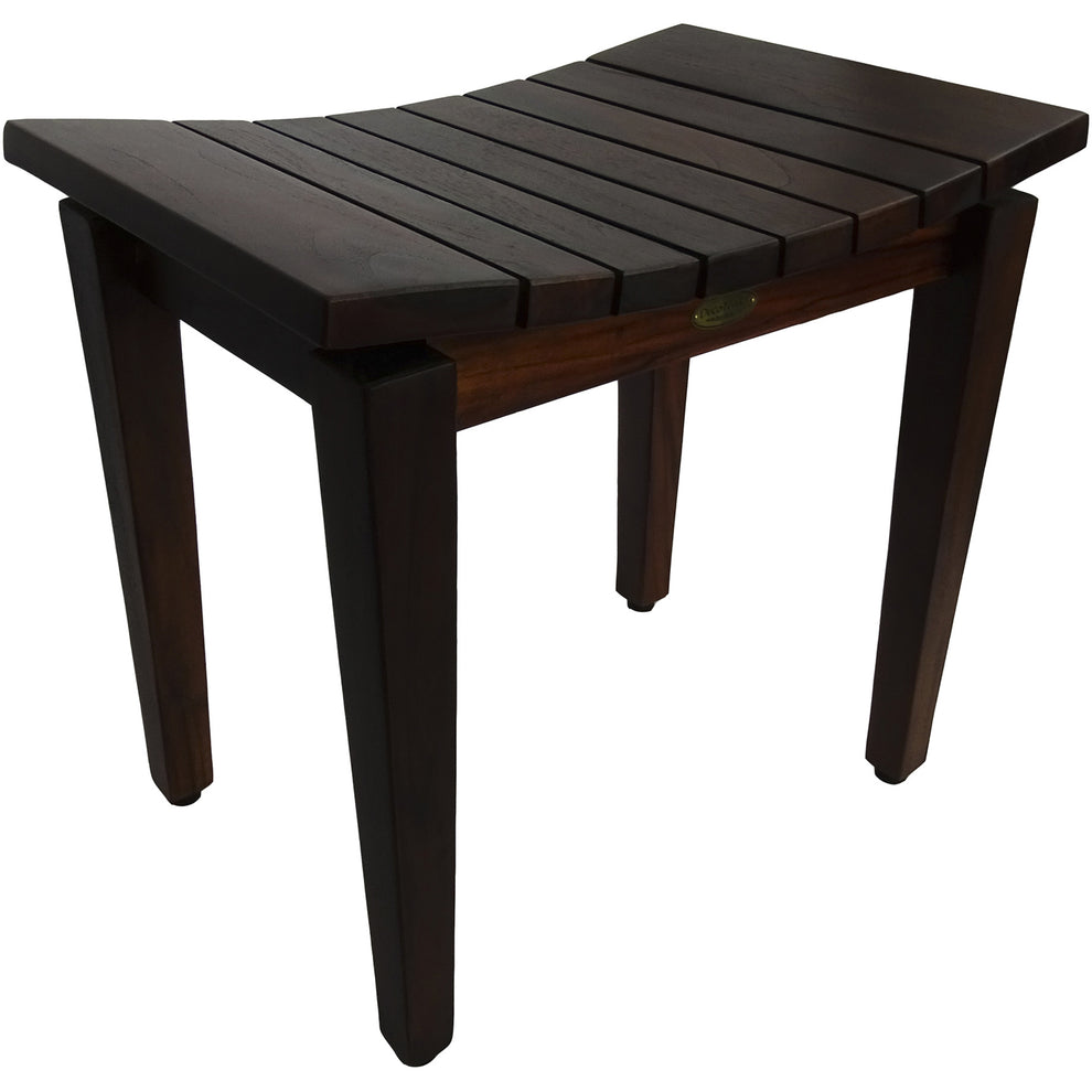 Contemporary Flared Teak Shower Stool or Bench in Brown Finish By Homeroots | Outdoor Stools & Benches | Modishstore - 2