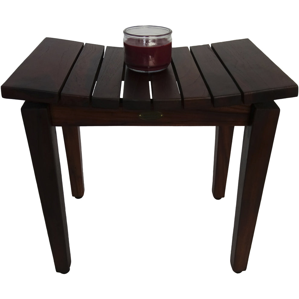 Contemporary Flared Teak Shower Stool or Bench in Brown Finish By Homeroots | Outdoor Stools & Benches | Modishstore - 4