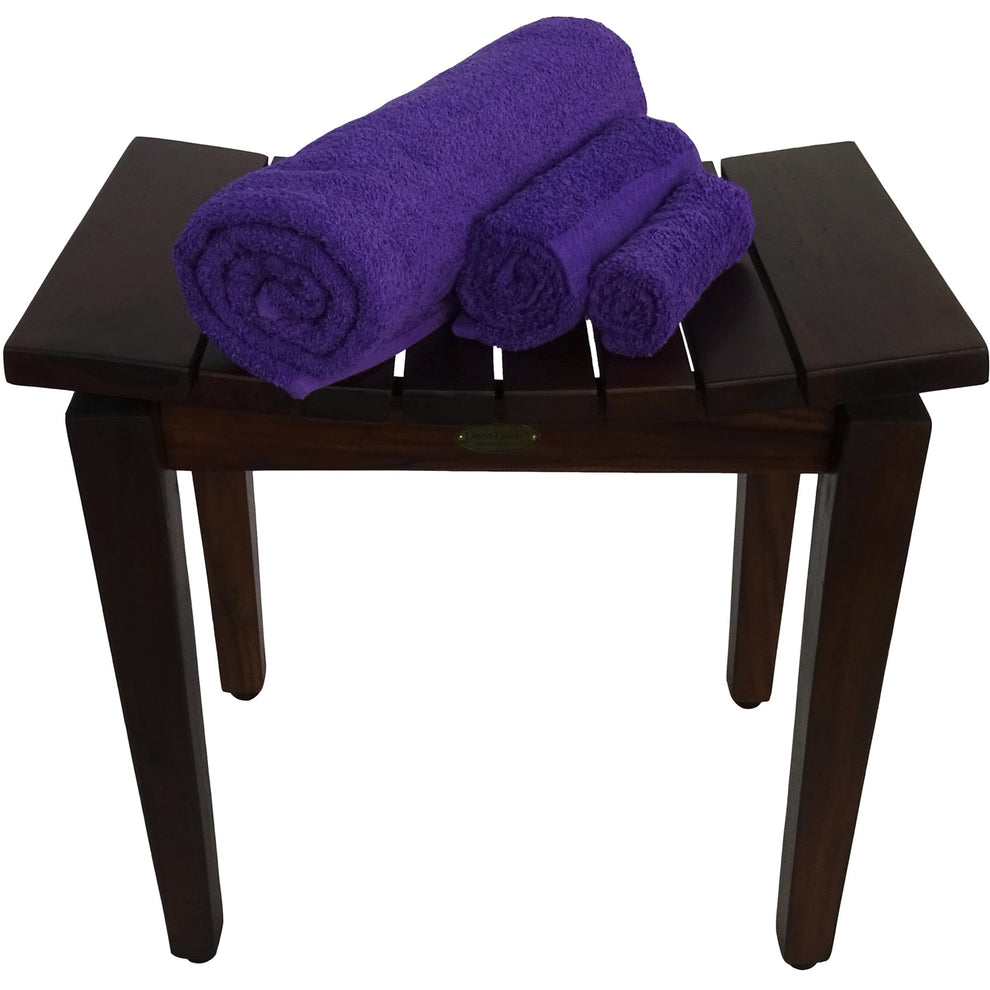Contemporary Flared Teak Shower Stool or Bench in Brown Finish By Homeroots | Outdoor Stools & Benches | Modishstore - 5