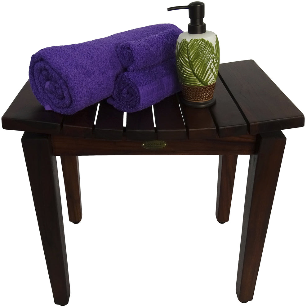 Contemporary Flared Teak Shower Stool or Bench in Brown Finish By Homeroots | Outdoor Stools & Benches | Modishstore - 6