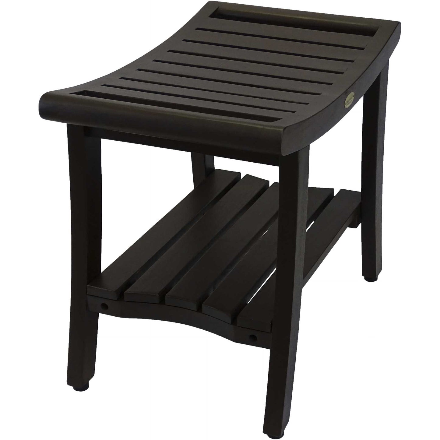 Contemporary Teak Shower Bench with Shelf and Handles in Brown Finish By Homeroots - 376681 | Outdoor Stools & Benches | Modishstore - 2