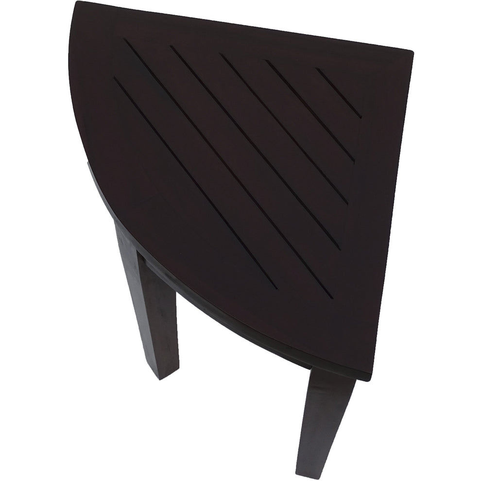 Compact Teak Corner Shower or Outdoor Bench with Shelf in Brown Finish By Homeroots | Outdoor Stools & Benches | Modishstore - 2
