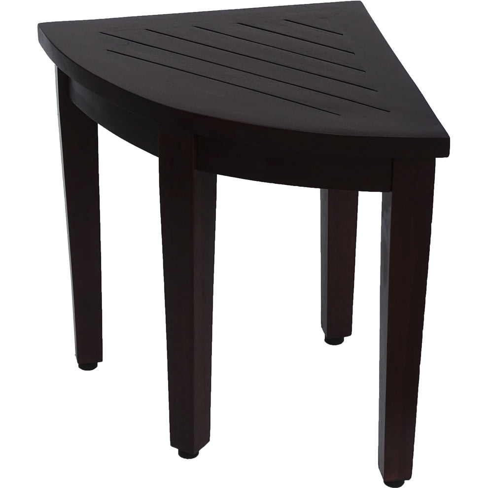 Compact Teak Corner Shower or Outdoor Bench with Shelf in Brown Finish By Homeroots | Outdoor Stools & Benches | Modishstore - 3
