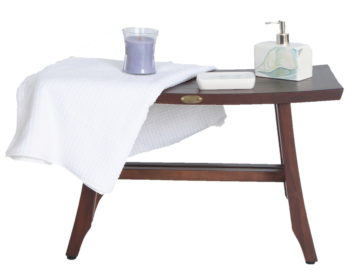 Contemporary Teak Shower Stool or Bench in Brown Finish By Homeroots | Outdoor Stools & Benches | Modishstore - 2