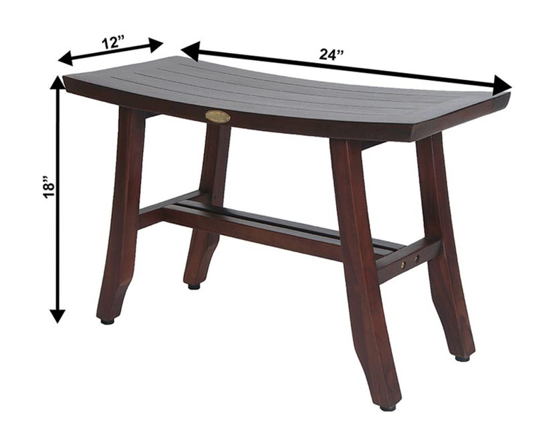Contemporary Teak Shower Stool or Bench in Brown Finish By Homeroots | Outdoor Stools & Benches | Modishstore - 3