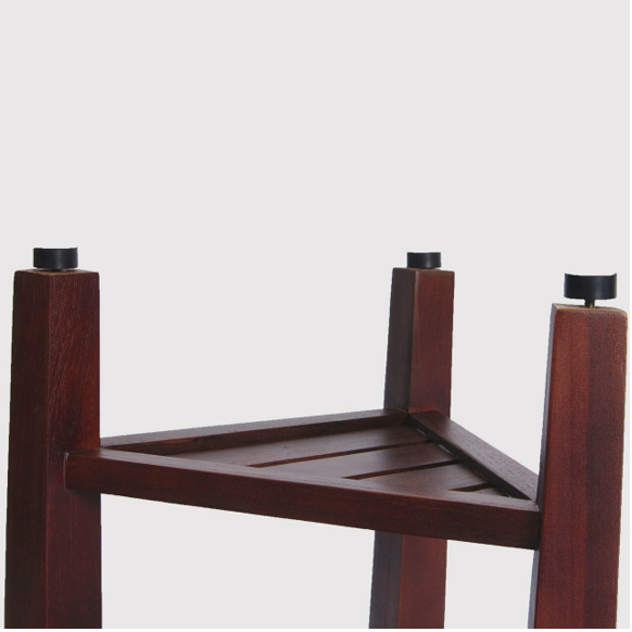 Compact Teak Corner Shower Outdoor Bench with Shelf in Brown Finish By Homeroots | Outdoor Stools & Benches | Modishstore - 5