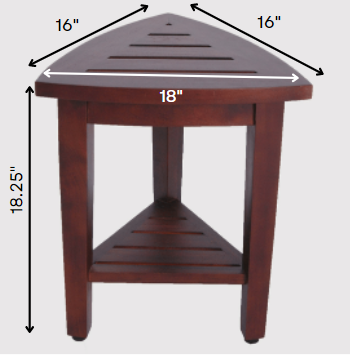 Compact Teak Corner Shower Outdoor Bench with Shelf in Brown Finish By Homeroots | Outdoor Stools & Benches | Modishstore - 6