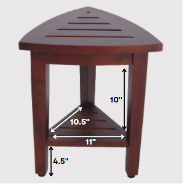 Compact Teak Corner Shower Outdoor Bench with Shelf in Brown Finish By Homeroots | Outdoor Stools & Benches | Modishstore - 7
