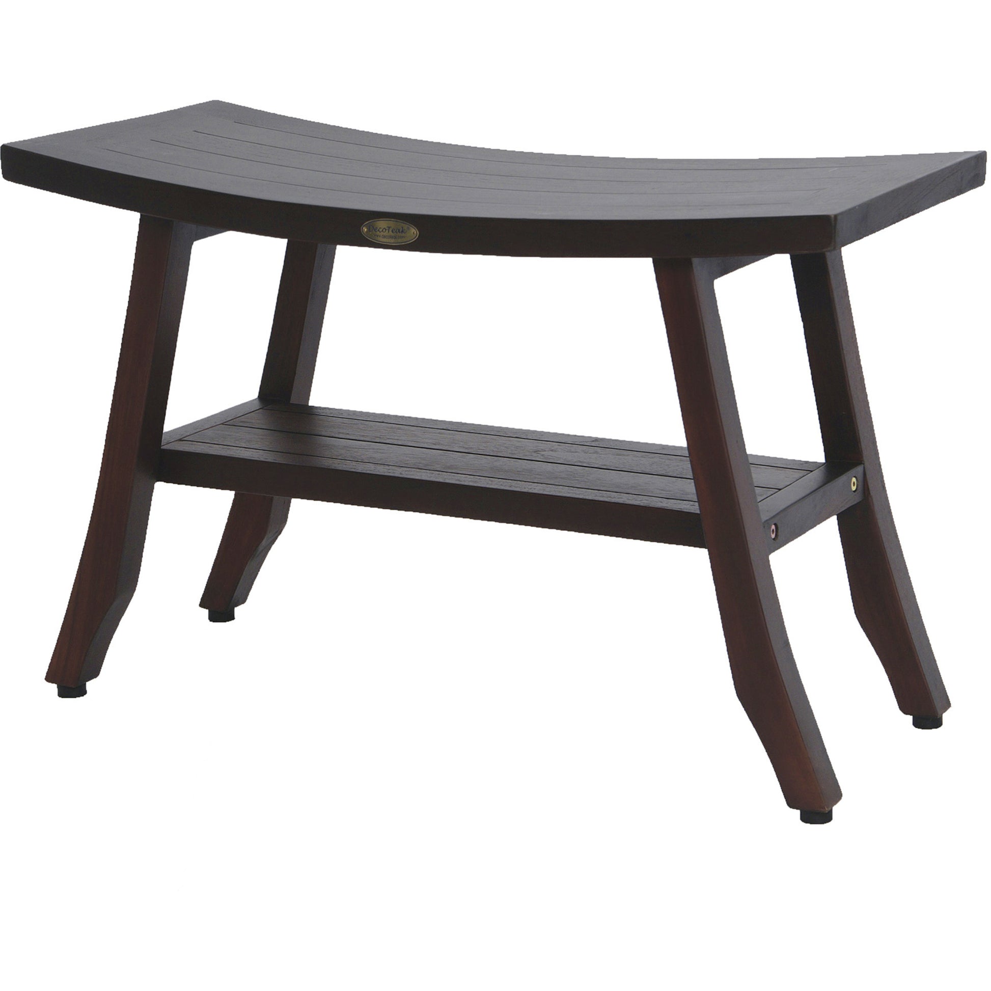 Contemporary Teak Shower Bench with Shelf in Brown Finish By Homeroots - 376690 | Outdoor Stools & Benches | Modishstore