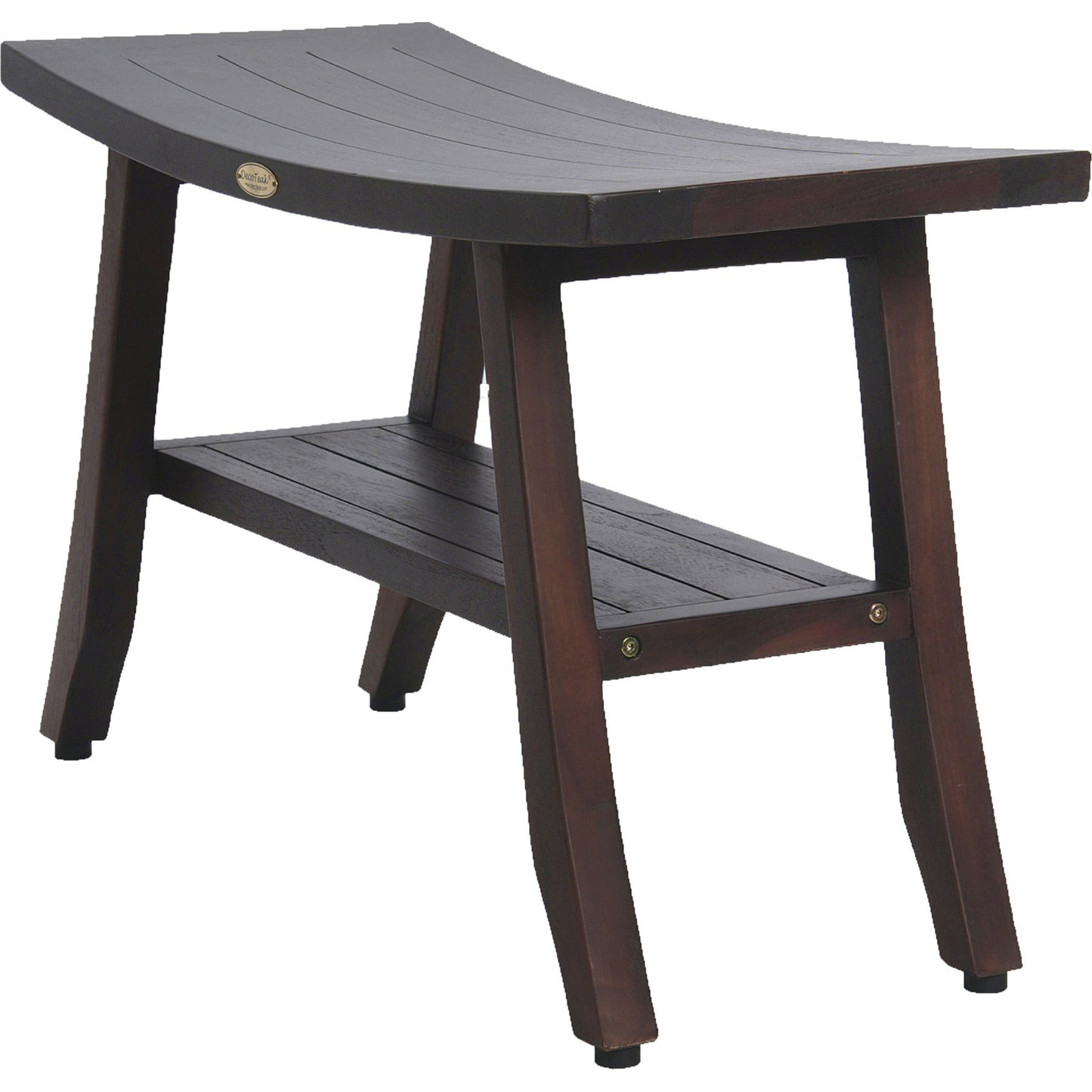 Contemporary Teak Shower Bench with Shelf in Brown Finish By Homeroots - 376690 | Outdoor Stools & Benches | Modishstore - 2